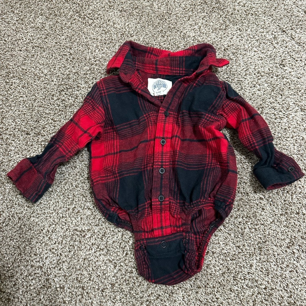 Cozy Red and Black Plaid Kids Bodysuit